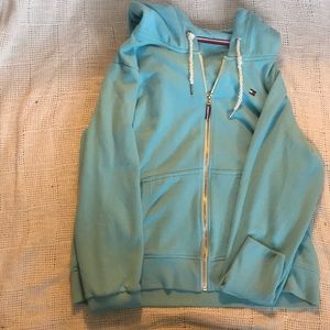Light Blue Tommy Hilfiger Jacket with Gold Zipper